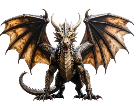 Majestic dragon with golden scales and wings
