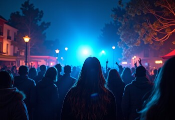Celebrating Neighborhood block party with music during spotlighting