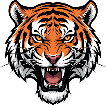 Tiger Head Mascot Vector Illustration.