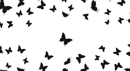 Naklejka premium Elegant butterfly silhouettes fluttering on a pristine white backdrop creating a serene atmosphere