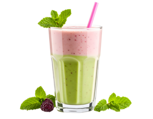 Layered smoothie with blackberry and mint