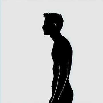poor posture silhouette isolated on white