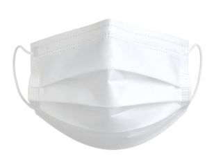 Isolated white surgical face mask closeup