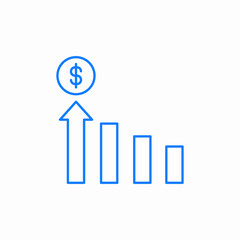 rising dollars icon sign vector