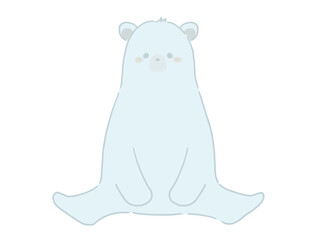 正面を向いて座る青いクマのイラスト