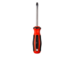 Flathead screwdriver with orange and black handle