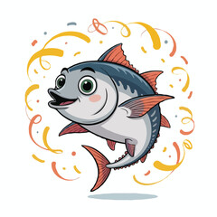 fish design character illustration posing happy