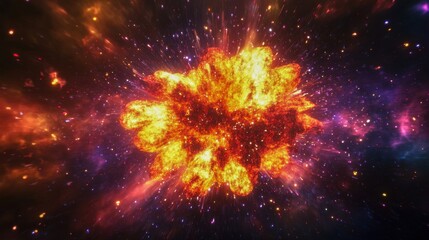 Fototapeta premium particle explosion forming colorful nebula cloud