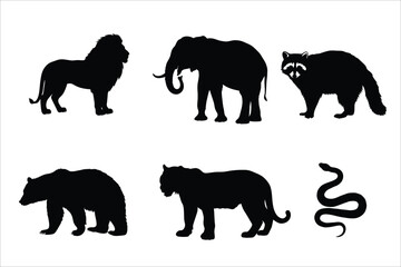 wild animal silhouette set  