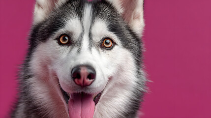 Obraz premium dog, husky, animal, pet, portrait, siberian, malamute, white, canine, breed, fur, wolf, puppy, alaskan, cute, isolated, snow, domestic, mammal, eyes, purebred, winter, blue, pets, siberian husky