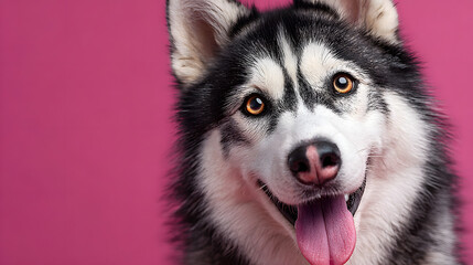 Obraz premium dog, husky, animal, pet, portrait, siberian, malamute, white, canine, breed, fur, wolf, puppy, alaskan, cute, isolated, snow, domestic, mammal, eyes, purebred, winter, blue, pets, siberian husky