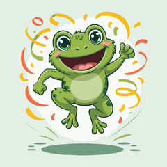 Fototapeta premium frog character design posing happy gesture illustration