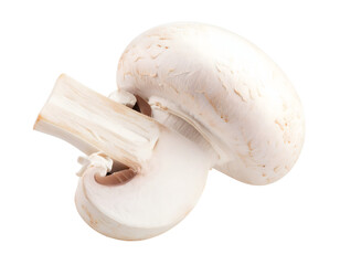 Fototapeta premium Halved mushroom on a black background