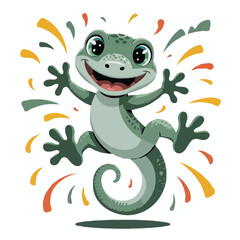 Fototapeta premium gecko character design illustration happy posing