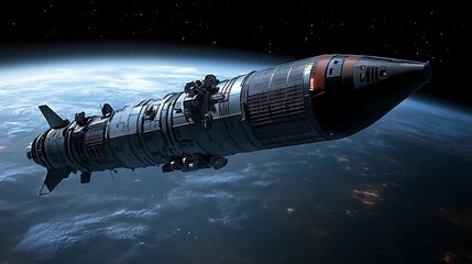 Obraz premium Spaceship rocket launching into space