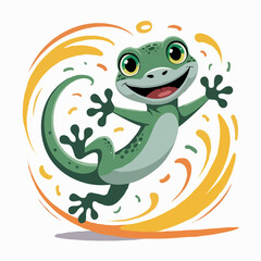 Obraz premium gecko design illustration character posing happy