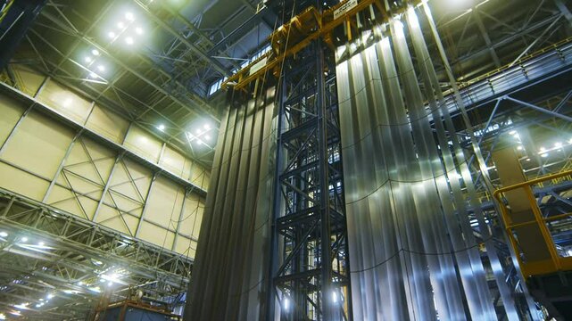 Workshop of a metal manufacturing plant. Workshop of galvanizing steel tape.