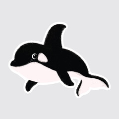 Orca Cute sea animals in crayon style for stickers, icons, logos, etc.
