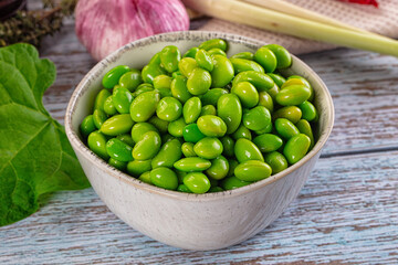 Edamame beans in the bowl