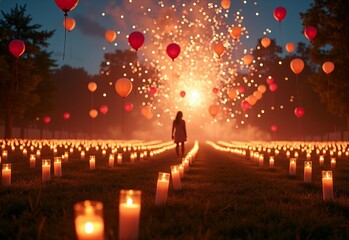 Community-driven Garden with balloons during candlelight
