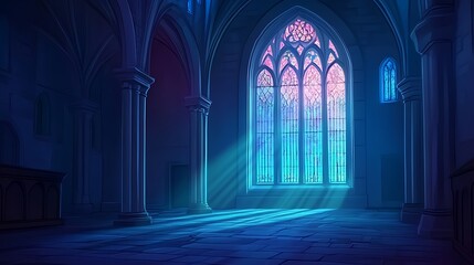 Stained glass window cathedral interior