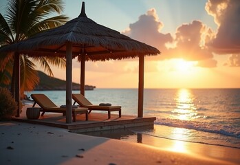 Refreshing Cabana with grill during contrasty light