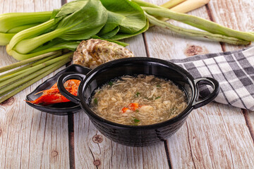 Asian soup with crab and prawn