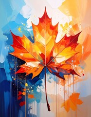 painting, autumn, leaf, vector, nature,,