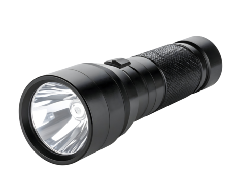 Black flashlight modern isolated on black