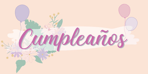 Birthday celebration floral balloons pastel