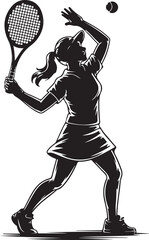 Female Tennis Player Serving Silhouette