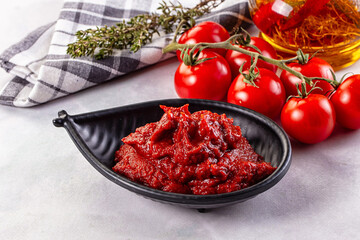 Red organic fresh tomato paste