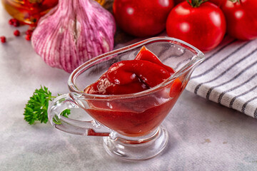 Red spicy tasty tomato ketchup