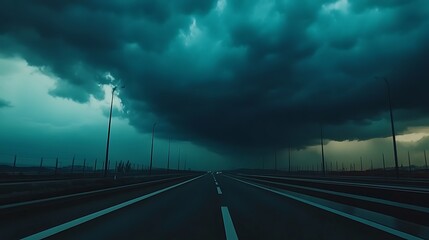 Stormy highway landscape