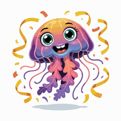 Fototapeta premium jellyfish design character illustration posing happy