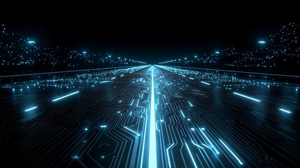 Circuit Board Illuminated by Blue Light