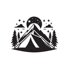 tent vector silhouette clip art logo design illustration. abstract camp fire set collections.