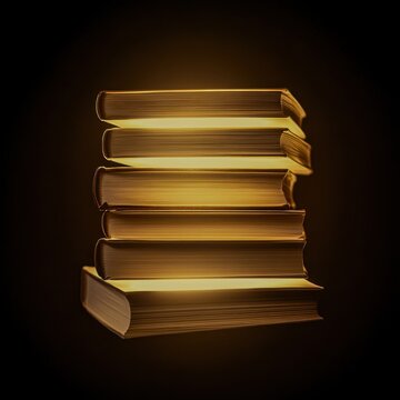 stack of books with light glowing from within symbolizing knowledge and enlightenment isolated Keyword books stack, glowing light, enlightenment  glowing books