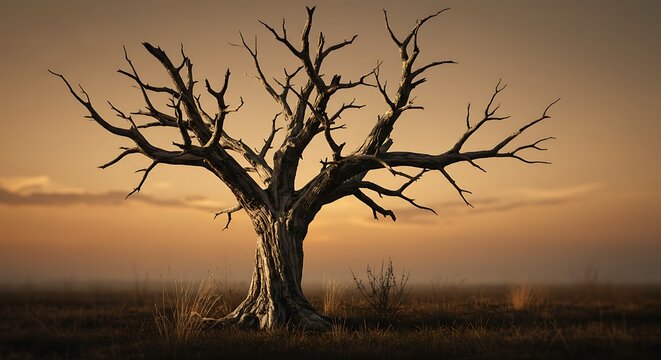 Golden Hour's Embrace: A Lone Sentinel - Powered by Adobe