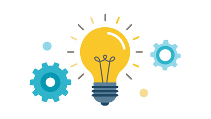 Bright idea concept: an innovative light bulb with gears symbolizing the power of technology and creative solutions
