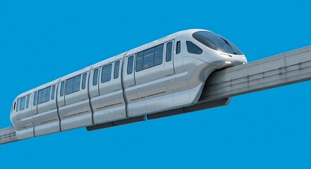 Modern monorail train against blue sky