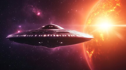 Unidentified flying object in space universe