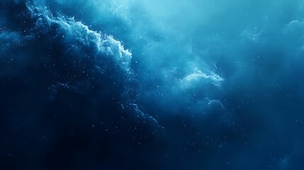 Vast deep blue sky with fluffy clouds