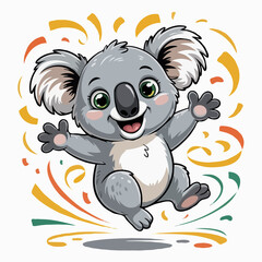 Obraz premium koala character design posing happy illustration