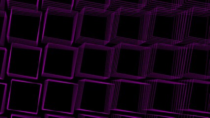 Animated purple neon squares on black background, Minimal futuristic loop - Powered by Adobe