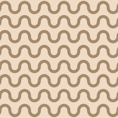 delicate brown wavy stripe pattern on vintage cream backdrop - soft muted tones vector texture