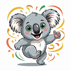 koala illustration character design posing happy