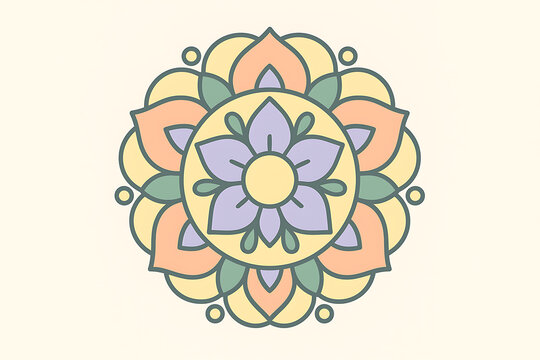 Pastel pookalam floral rangoli illustration for Onam celebration