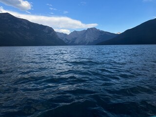 Rocky mountains meet clear waters in Banff, Alberta