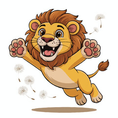 lion character design illustration happy posing